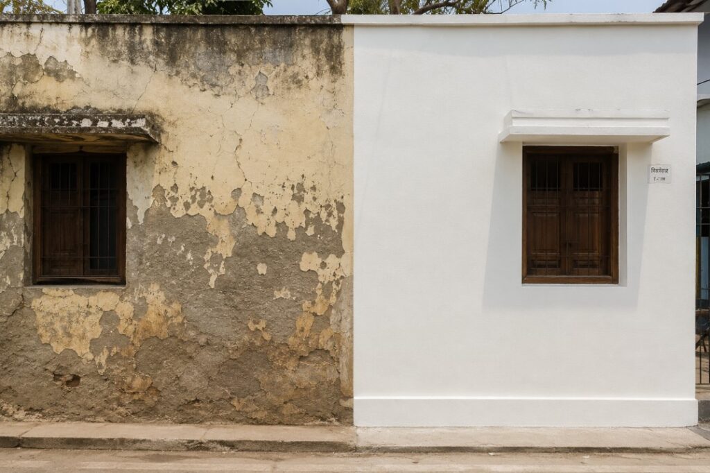 exterior wall paint peeling vs fresh coat India