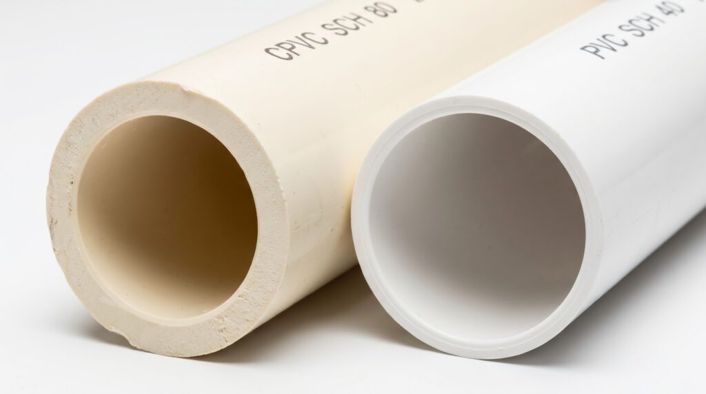 CPVC and PVC pipe cross-section comparison showing wall thickness difference India