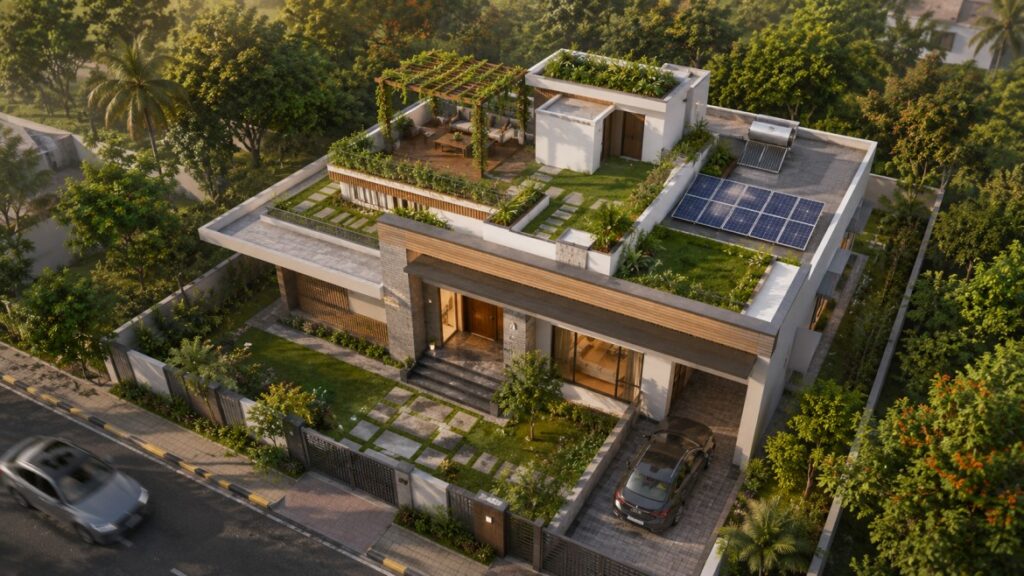 building insulation Mumbai — modern sustainable residential design by Maksideo Design Consultants